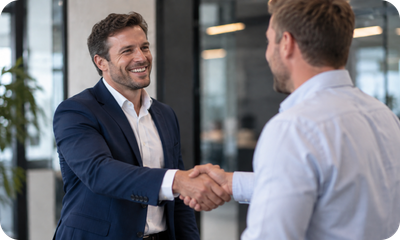 Two founders shaking hands